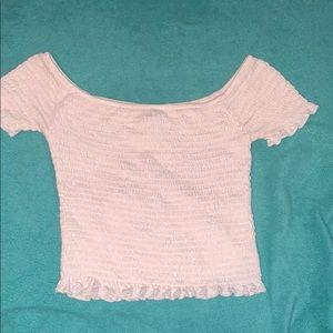 white off the shoulder crop top